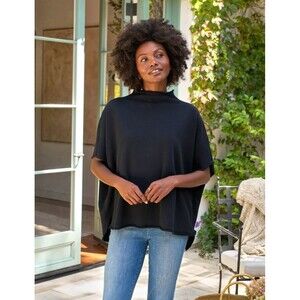 Frank & Eileen Audrey One Size Black Funnel Neck Capelet Cotton